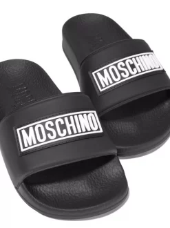 Moschino Kids Claquettes à Patch Logo BLACK WHITE -Moschino Kids Soldes Boutique 18013864 38588598 600