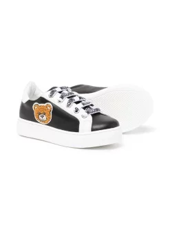 ( Nouvelle Collection ) Moschino Kids BLACK WHITE Baskets à Patch Teddy Enfant -Moschino Kids Soldes Boutique 18014832 38435505 600