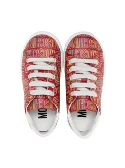( Nouvelle Collection ) Moschino Kids RED MULTICOLOR Baskets à Logo Imprimé Enfant -Moschino Kids Soldes Boutique 18016023 38435509 600