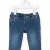 ( Nouvelle Collection ) Moschino Kids 81160 BLUE DENIM Jean Minion-Teddy à Logo Imprimé Enfant