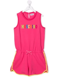 ( Nouvelle Collection ) Moschino Kids Combishort Sans Manches à Logo Imprimé Enfant