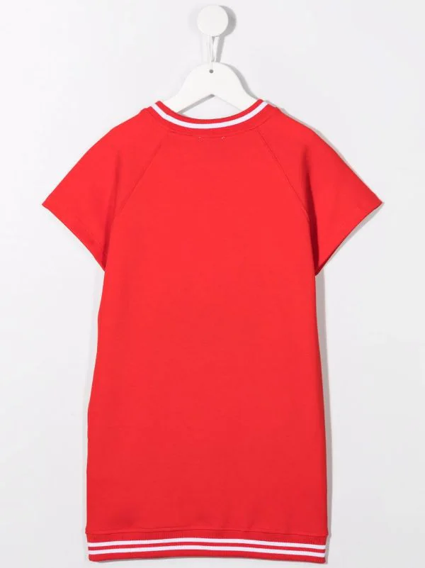 ( Nouvelle Collection ) Moschino Kids 50109 ROSSO Robe-sweat Imprimée à Manches Courtes Enfant 4 ( Nouvelle Collection ) Moschino Kids 50109 ROSSO Robe-sweat Imprimée à Manches Courtes Enfant – Image 2