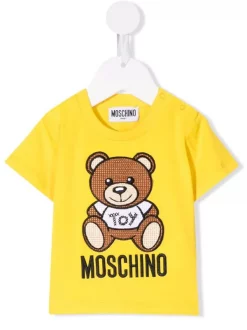 ( Nouvelle Collection ) Moschino Kids 51680 CURRY T-shirt à Imprimé Teddy Bear Enfant
