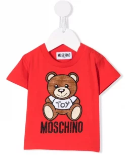 ( Nouvelle Collection ) Moschino Kids 50109 ROSSO T-shirt à Imprimé Teddy Bear Enfant