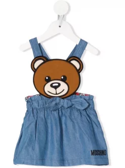 ( Nouvelle Collection ) Moschino Kids 40023 AZZURRO CIELO Jupe En Jean à Motif Teddy Bear Enfant