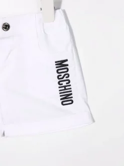 ( Nouvelle Collection ) Moschino Kids 10101 BIANCO OTTICO Short à Patch Teddy Bear Enfant -Moschino Kids Soldes Boutique 18018775 38086998 600