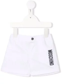 ( Nouvelle Collection ) Moschino Kids 10101 BIANCO OTTICO Short à Patch Teddy Bear Enfant