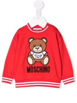 ( Nouvelle Collection ) Moschino Kids Sweat à Imprimé Teddy Bear 50109 ROSSO
