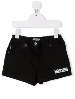 ( Nouvelle Collection ) Moschino Kids Short En Jean à Logo Imprimé 60100 NERO