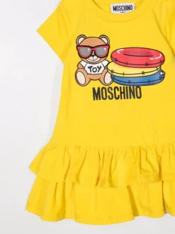 ( Nouvelle Collection ) Moschino Kids 51680 CURRY Robe Volantée à Imprimé Teddy Enfant -Moschino Kids Soldes Boutique 18019255 38170212 600