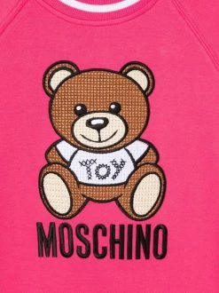 ( Nouvelle Collection ) Moschino Kids 50557 ROSA Robe-sweat à Logo Imprimé Enfant -Moschino Kids Soldes Boutique 18019551 38086467 600