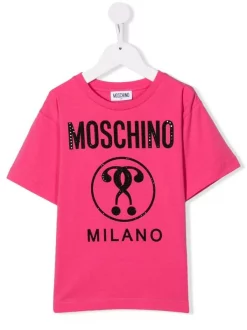 ( Nouvelle Collection ) Moschino Kids 50557 ROSA T-shirt à Logo Imprimé Enfant