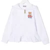 ( Nouvelle Collection ) Moschino Kids Hoodie Zippé à Imprimé Teddy Bear 10101 BIANCO OTTICO -Moschino Kids Soldes Boutique 18019591 38103768 600