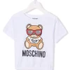 ( Nouvelle Collection ) Moschino Kids 10101 BIANCO T-shirt à Imprimé Teddy Bear Enfant -Moschino Kids Soldes Boutique 18019592 38105401 600