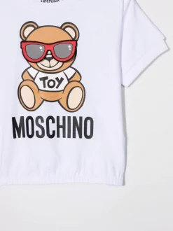 ( Nouvelle Collection ) Moschino Kids 10101 BIANCO T-shirt à Imprimé Teddy Bear Enfant -Moschino Kids Soldes Boutique 18019592 38106178 600