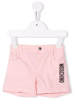 ( Nouvelle Collection ) Moschino Kids 50209 ROSA Short De Sport à Logo Imprimé Enfant