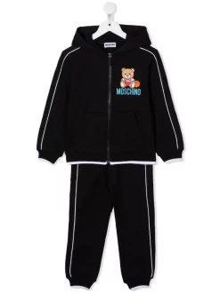 ( Nouvelle Collection ) Moschino Kids NERO Survêtement à Imprimé Teddy Enfant