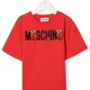 ( Nouvelle Collection ) Moschino Kids 50109 RED T-shirt à Logo Orné De Perles Enfant -Moschino Kids Soldes Boutique 18034485 38141634 600