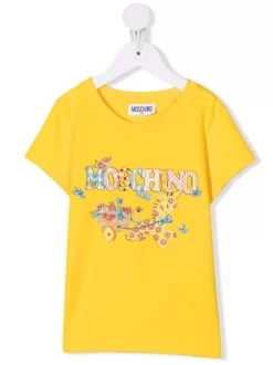 ( Nouvelle Collection ) Moschino Kids T-shirt En Coton à Logo Imprimé 50230 Limon