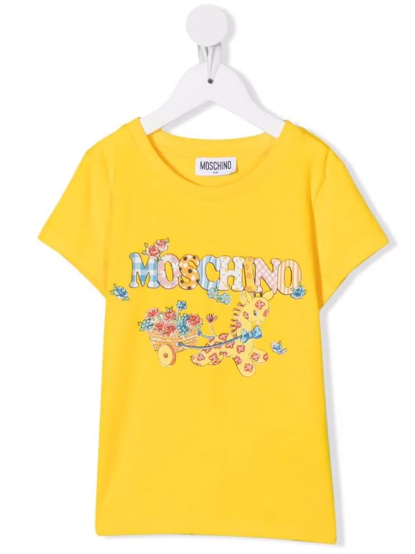 ( Nouvelle Collection ) Moschino Kids T-shirt En Coton à Logo Imprimé 50230 Limon 3 ( Nouvelle Collection ) Moschino Kids T-shirt En Coton à Logo Imprimé 50230 Limon