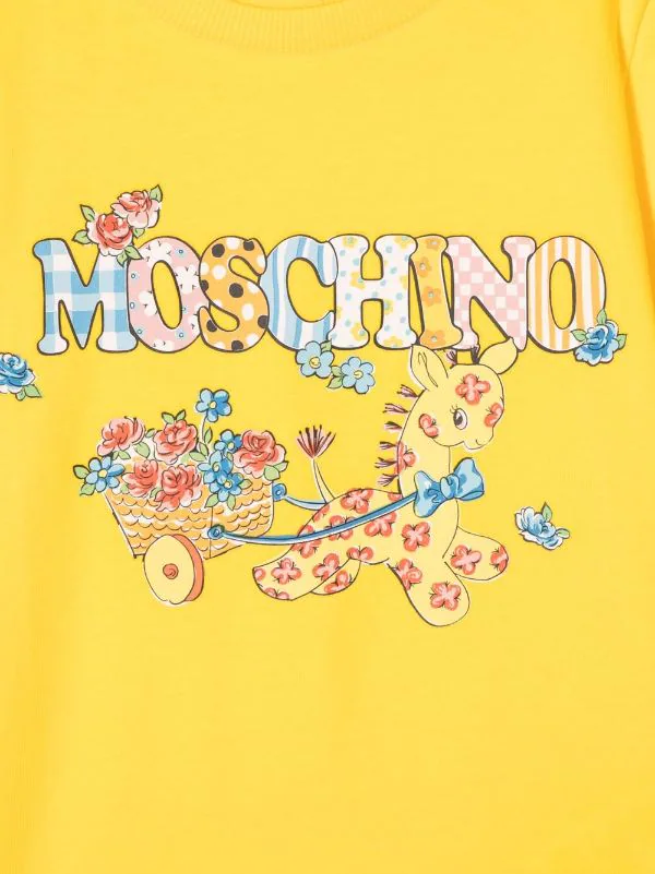 ( Nouvelle Collection ) Moschino Kids T-shirt En Coton à Logo Imprimé 50230 Limon 5 ( Nouvelle Collection ) Moschino Kids T-shirt En Coton à Logo Imprimé 50230 Limon – Image 3