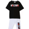 ( Nouvelle Collection ) Moschino Kids Survêtement En Coton à Logo Imprimé 10101 BIANCO OTTICO -Moschino Kids Soldes Boutique 18035224 38137432 600