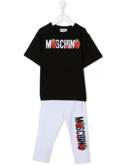 ( Nouvelle Collection ) Moschino Kids Survêtement En Coton à Logo Imprimé 10101 BIANCO OTTICO