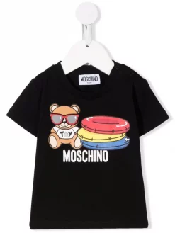 ( Nouvelle Collection ) Moschino Kids 60100 NERO T-shirt à Logo Imprimé Enfant