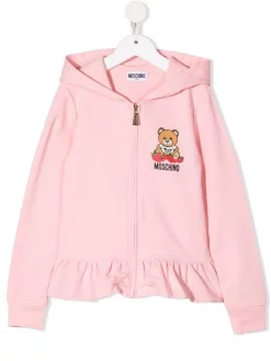 ( Nouvelle Collection ) Moschino Kids 50209 SUGAR ROSE Hoodie Volanté à Logo Imprimé Enfant