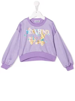 ( Nouvelle Collection ) Moschino Kids 50358 LILLA Sweat à Logo Imprimé Enfant