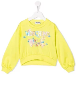 ( Nouvelle Collection ) Moschino Kids 30205 VERDE Sweat à Logo Imprimé Enfant