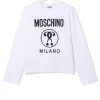 ( Nouvelle Collection ) Moschino Kids 10101 BIANCO Haut à Logo Clouté Enfant -Moschino Kids Soldes Boutique 18049508 38359844 600
