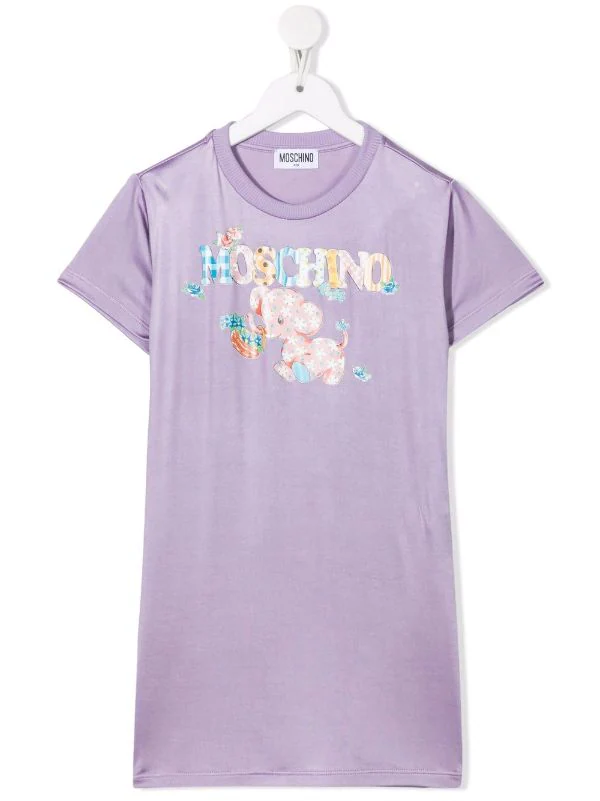 ( Nouvelle Collection ) Moschino Kids 50358 LILLA Robe à Logo Imprimé Enfant 3 ( Nouvelle Collection ) Moschino Kids 50358 LILLA Robe à Logo Imprimé Enfant