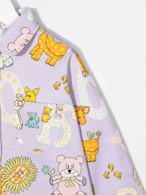 ( Nouvelle Collection ) Moschino Kids Chemise Imprimée à Manches Longues 83263 LILLA 5 ( Nouvelle Collection ) Moschino Kids Chemise Imprimée à Manches Longues 83263 LILLA – Image 3