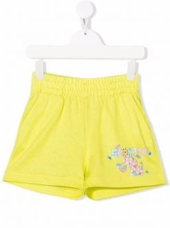 ( Nouvelle Collection ) Moschino Kids 30205 LIME GREEN Short à Logo Imprimé Enfant