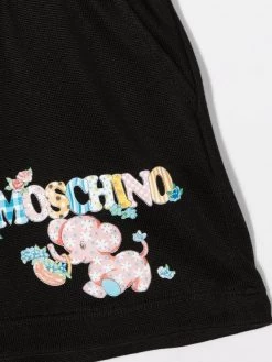 ( Nouvelle Collection ) Moschino Kids Short à Logo Imprimé 60100 NERO -Moschino Kids Soldes Boutique 18052776 38204461 600