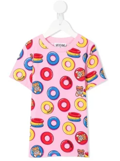 ( Nouvelle Collection ) Moschino Kids 82801 T-shirt Teddy à Imprimé Monogrammé Enfant
