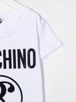 ( Nouvelle Collection ) Moschino Kids T-shirt En Coton à Logo Imprimé 10101 WHITE -Moschino Kids Soldes Boutique 18056771 38447820 600