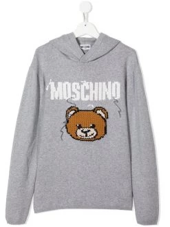 ( Nouvelle Collection ) Moschino Kids Hoodie à Imprimé Teddy Bear GREY