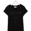 ( Nouvelle Collection ) Moschino Kids 60100 BLACK T-shirt à Logo Imprimé Enfant -Moschino Kids Soldes Boutique 18065159 38251745 600