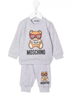 ( Nouvelle Collection ) Moschino Kids GREY Survêtement à Motif Teddy Bear Enfant