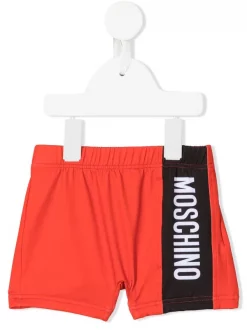 ( Nouvelle Collection ) Moschino Kids Short De Bain Rayé à Logo RED