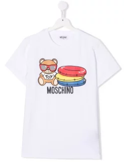 ( Nouvelle Collection ) Moschino Kids T-shirt à Logo Imprimé 10101 WHITE