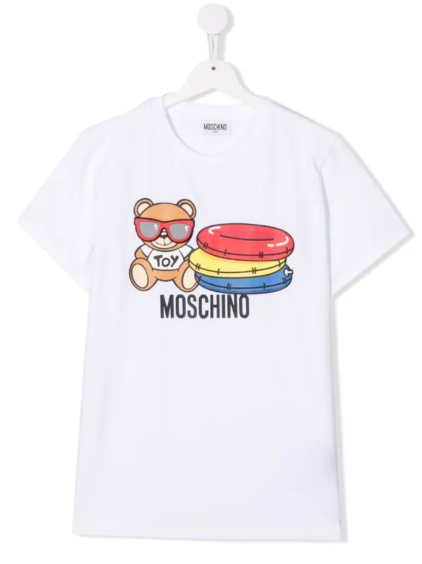 ( Nouvelle Collection ) Moschino Kids T-shirt à Logo Imprimé 10101 WHITE 3 ( Nouvelle Collection ) Moschino Kids T-shirt à Logo Imprimé 10101 WHITE