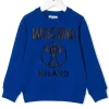 ( Nouvelle Collection ) Moschino Kids 40457 BLUE Sweat à Imprimé Double Question Mark Enfant -Moschino Kids Soldes Boutique 18074094 38385916 600