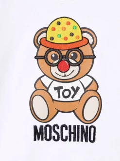 ( Nouvelle Collection ) Moschino Kids 10101 WHITE Sweat Teddy Bear à Broderies Enfant -Moschino Kids Soldes Boutique 18074104 38386706 600