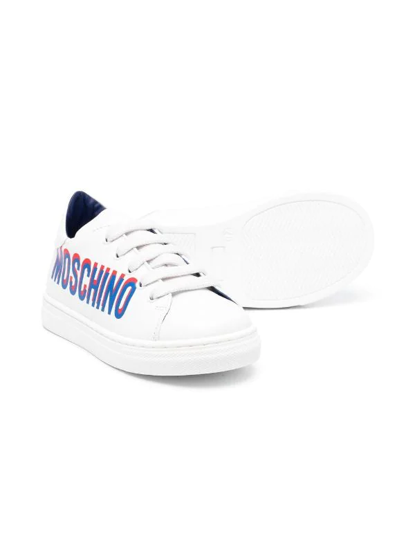 ( Nouvelle Collection ) Moschino Kids BIANCO Baskets à Logo Imprimé Sur Le Côté Enfant 4 ( Nouvelle Collection ) Moschino Kids BIANCO Baskets à Logo Imprimé Sur Le Côté Enfant – Image 2