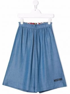 ( Nouvelle Collection ) Moschino Kids 40023 AZZURRO CIELO Pantalon Ample à Patch Teddy Bear Enfant