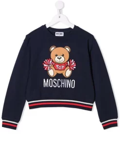 ( Nouvelle Collection ) Moschino Kids Sweat à Logo Brodé 40016 BLUE
