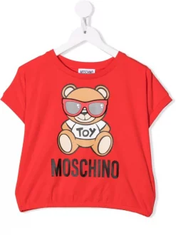 ( Nouvelle Collection ) Moschino Kids 50109 RED T-shirt à Imprimé Toy Bear Enfant